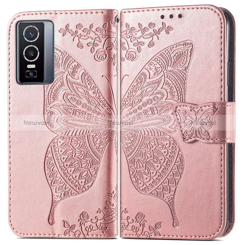 Leather Case Stands Butterfly Flip Cover Holder for Vivo Y76 5G