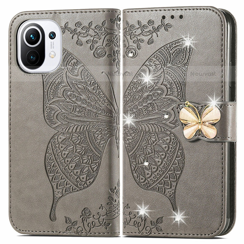 Leather Case Stands Butterfly Flip Cover Holder for Xiaomi Mi 11 5G