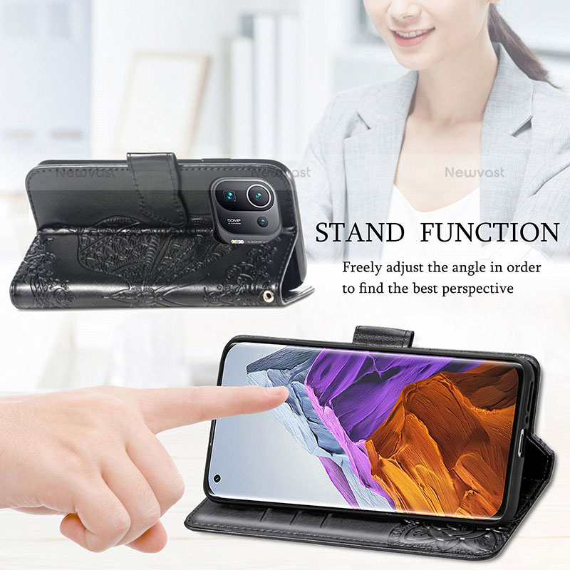 Leather Case Stands Butterfly Flip Cover Holder for Xiaomi Mi 11 Pro 5G