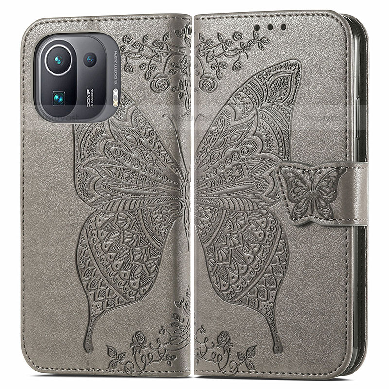 Leather Case Stands Butterfly Flip Cover Holder for Xiaomi Mi 11 Pro 5G