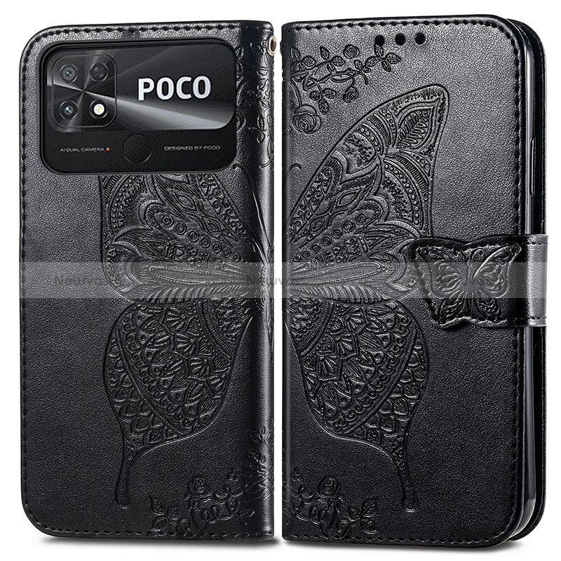 Leather Case Stands Butterfly Flip Cover Holder for Xiaomi Poco C40