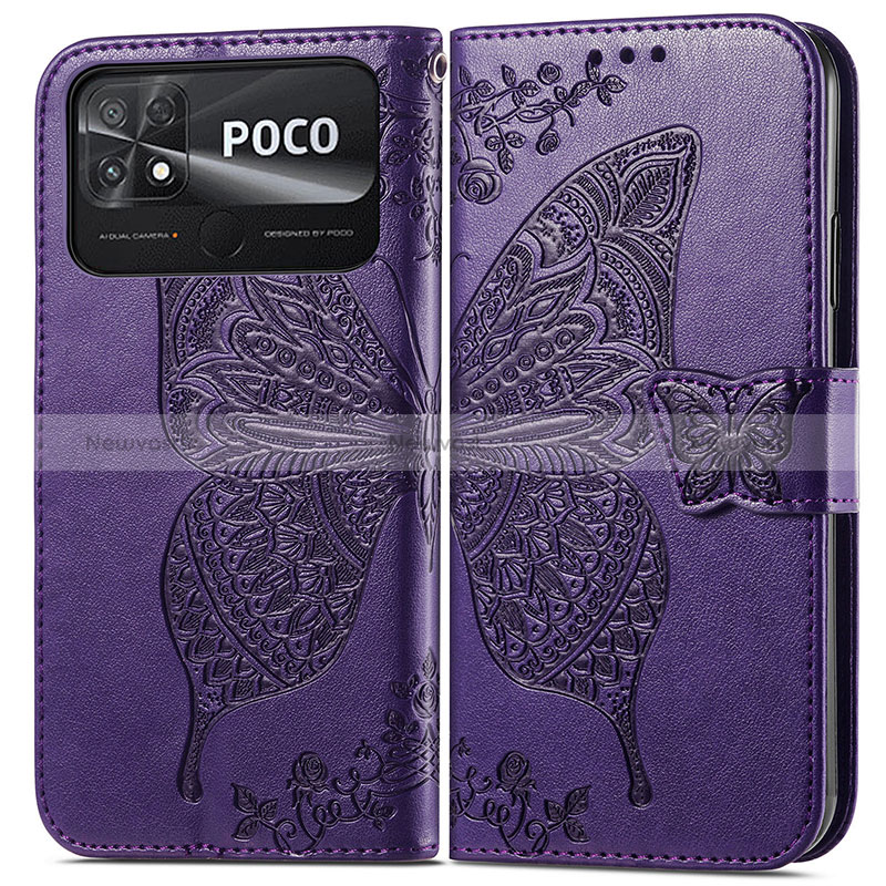Leather Case Stands Butterfly Flip Cover Holder for Xiaomi Poco C40