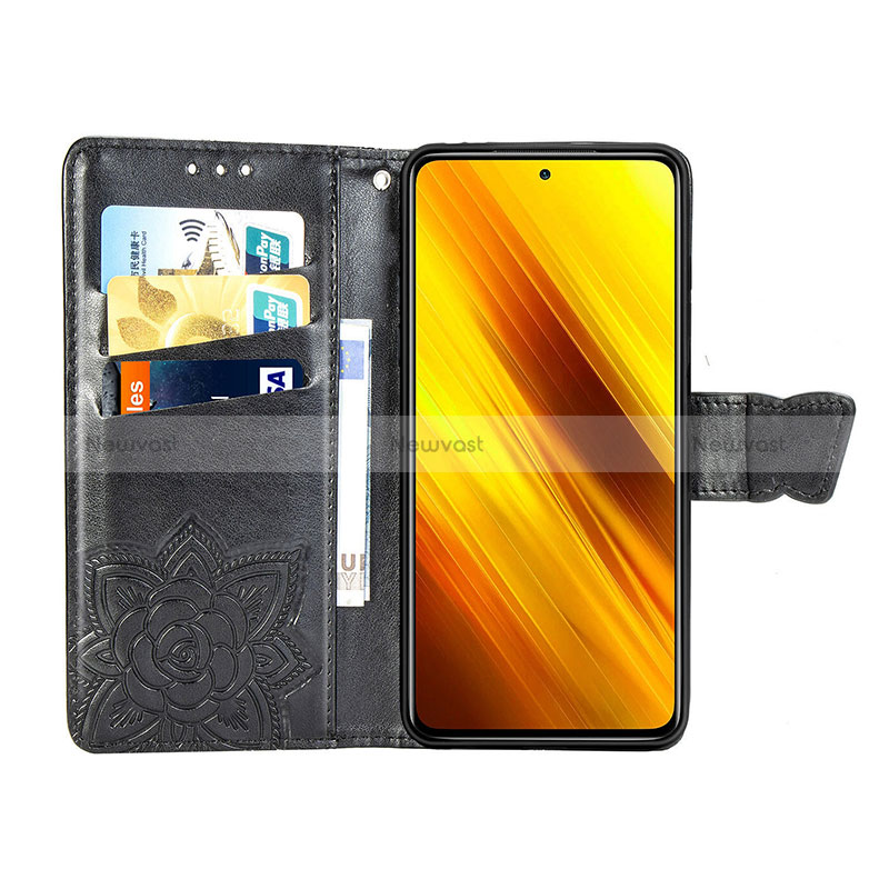 Leather Case Stands Butterfly Flip Cover Holder for Xiaomi Poco X3 NFC