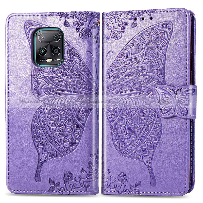 Leather Case Stands Butterfly Flip Cover Holder for Xiaomi Redmi 10X 5G Clove Purple