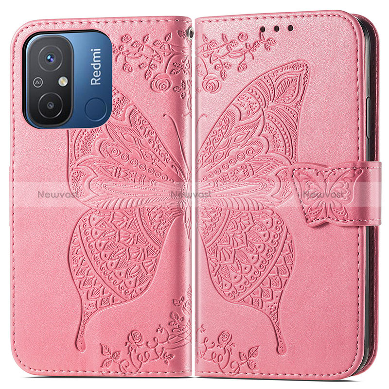 Leather Case Stands Butterfly Flip Cover Holder for Xiaomi Redmi 12C 4G