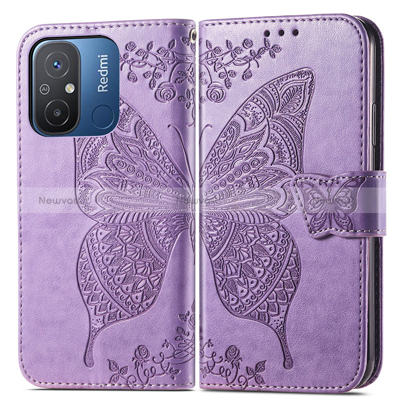 Leather Case Stands Butterfly Flip Cover Holder for Xiaomi Redmi 12C 4G