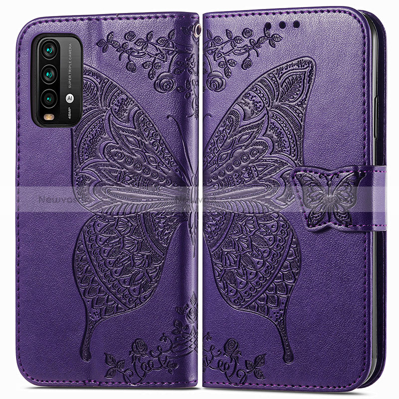 Leather Case Stands Butterfly Flip Cover Holder for Xiaomi Redmi 9T 4G