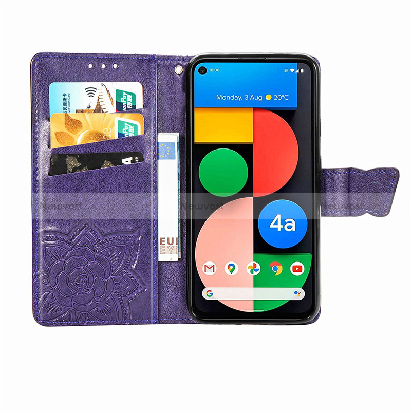 Leather Case Stands Butterfly Flip Cover Holder S01D for Google Pixel 5