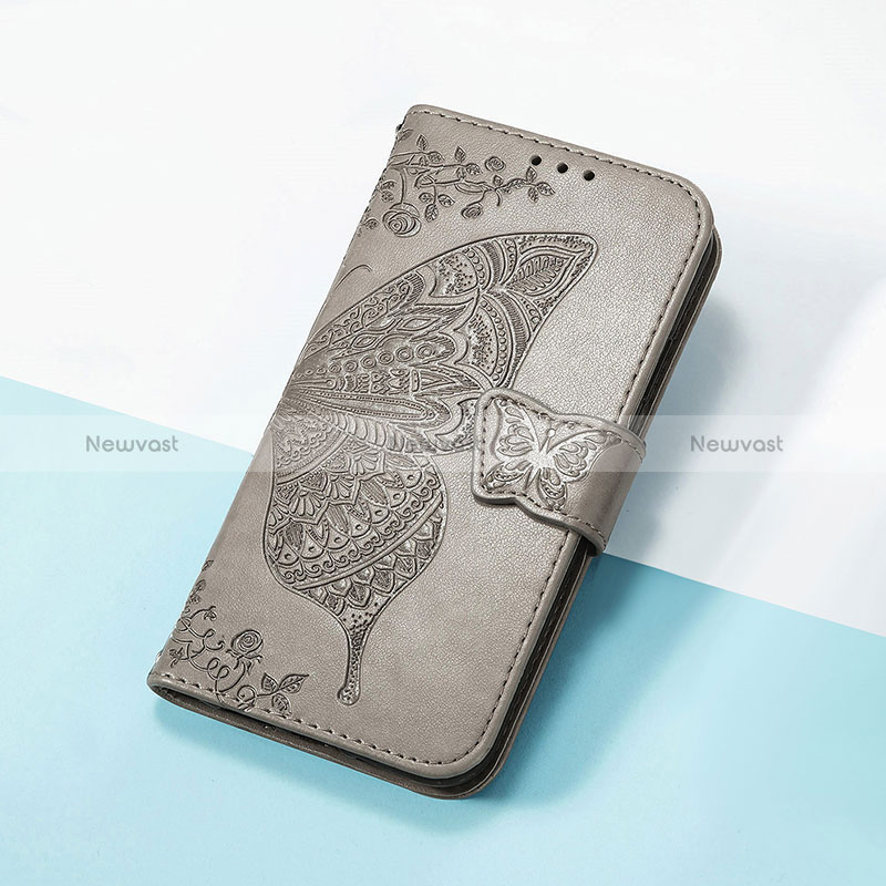 Leather Case Stands Butterfly Flip Cover Holder S01D for Google Pixel 5 XL 5G