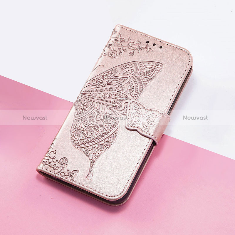 Leather Case Stands Butterfly Flip Cover Holder S01D for Google Pixel 5 XL 5G