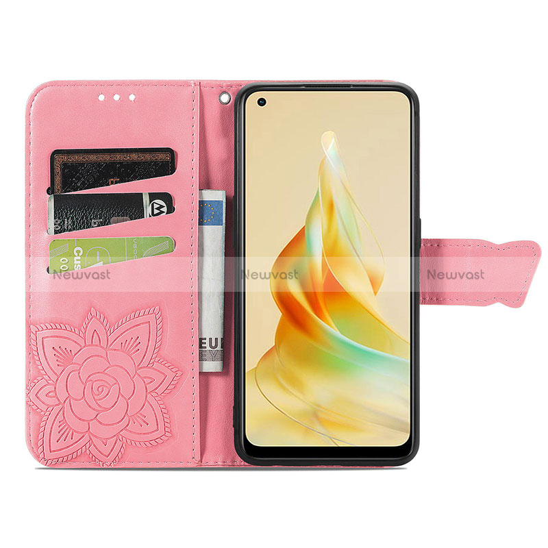 Leather Case Stands Butterfly Flip Cover Holder S01D for Oppo Reno8 T 4G