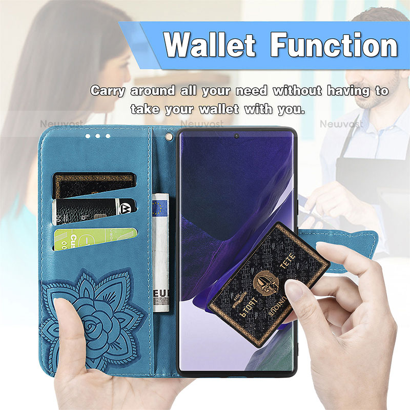 Leather Case Stands Butterfly Flip Cover Holder S01D for Samsung Galaxy S23 Ultra 5G