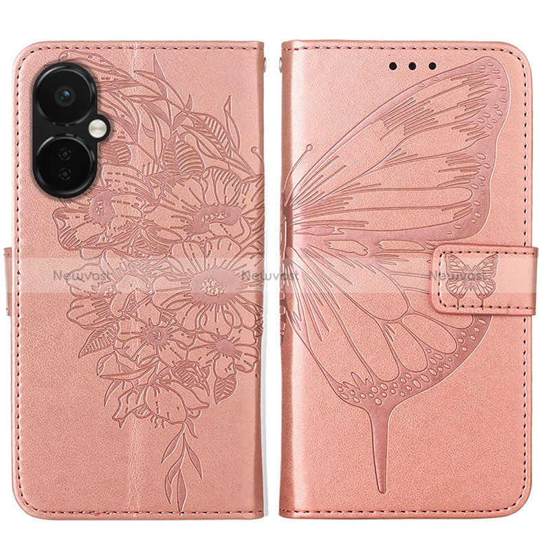 Leather Case Stands Butterfly Flip Cover Holder Y01B for OnePlus Nord CE 3 5G