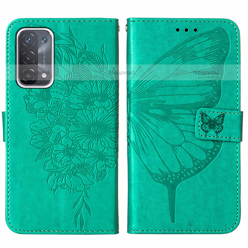Leather Case Stands Butterfly Flip Cover Holder Y01B for OnePlus Nord N200 5G