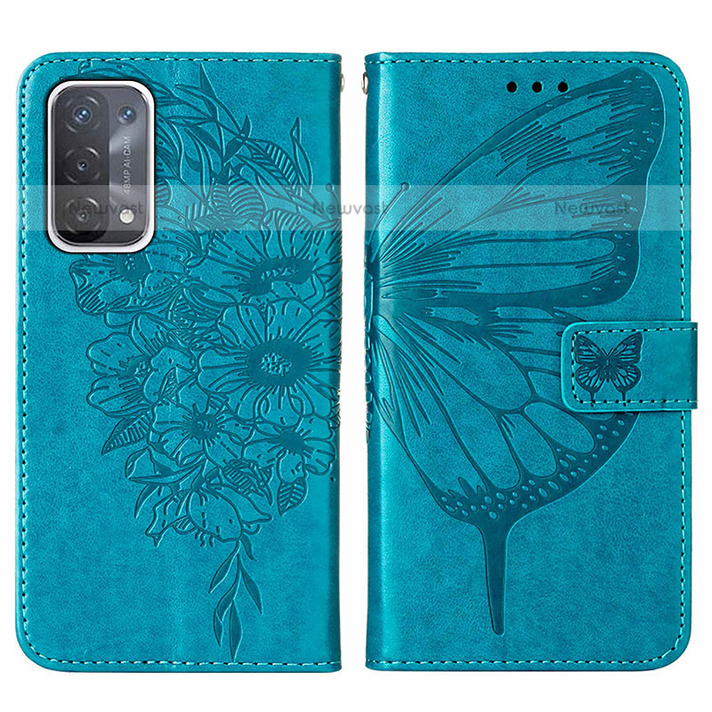 Leather Case Stands Butterfly Flip Cover Holder Y01B for OnePlus Nord N200 5G