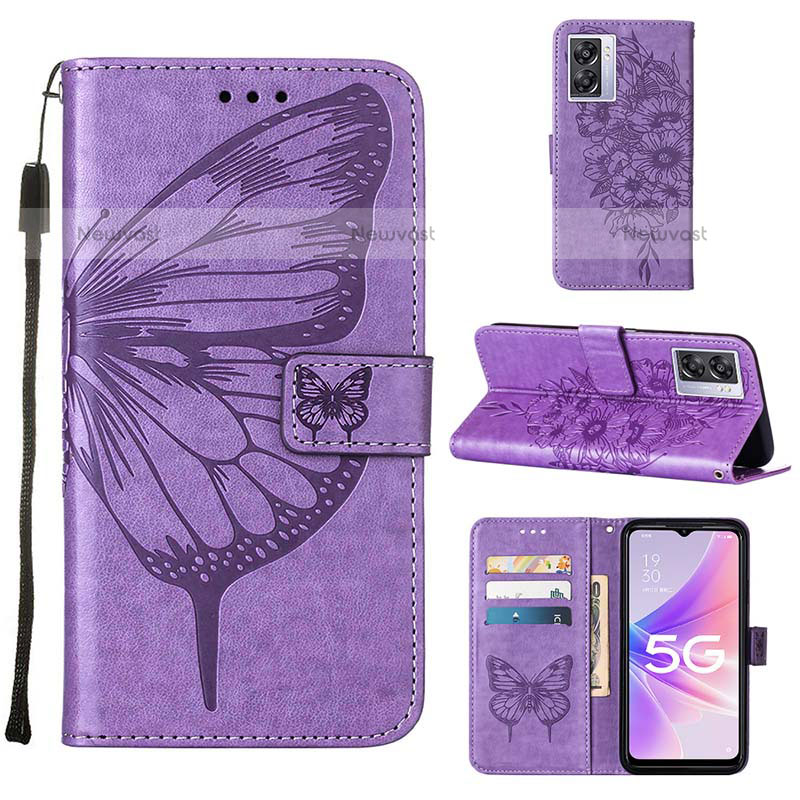 Leather Case Stands Butterfly Flip Cover Holder Y01B for OnePlus Nord N300 5G