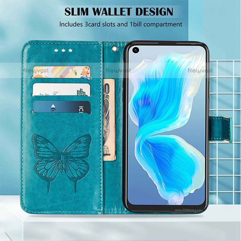 Leather Case Stands Butterfly Flip Cover Holder Y01B for Oppo A55S 5G