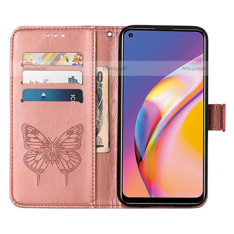 Leather Case Stands Butterfly Flip Cover Holder Y01B for Oppo A94 4G