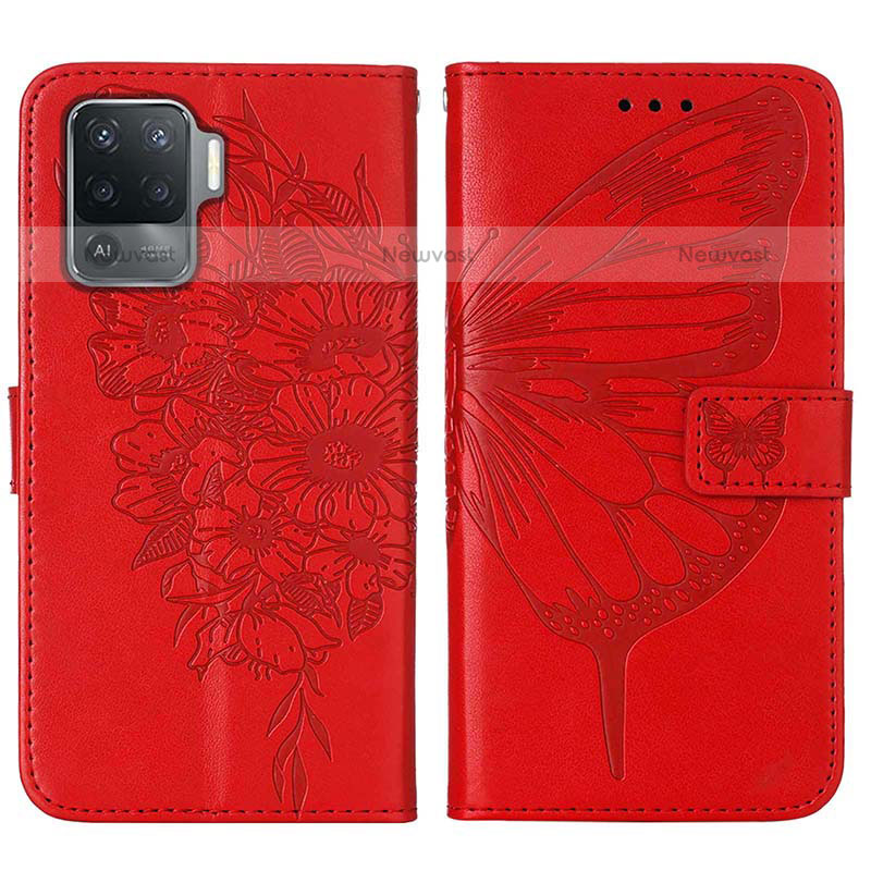 Leather Case Stands Butterfly Flip Cover Holder Y01B for Oppo A94 4G