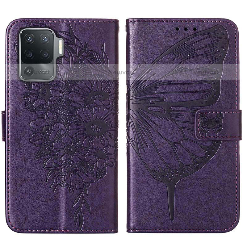 Leather Case Stands Butterfly Flip Cover Holder Y01B for Oppo A94 4G