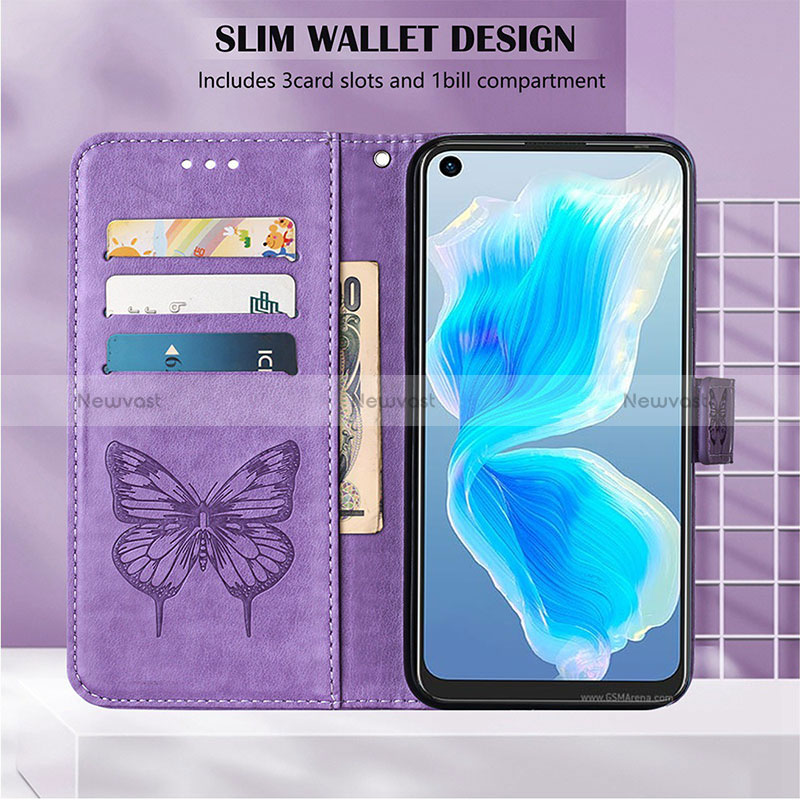 Leather Case Stands Butterfly Flip Cover Holder Y01B for Oppo A96 4G