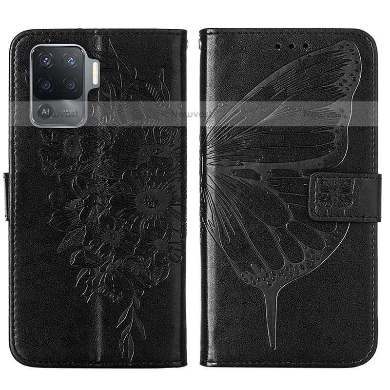 Leather Case Stands Butterfly Flip Cover Holder Y01B for Oppo F19 Pro