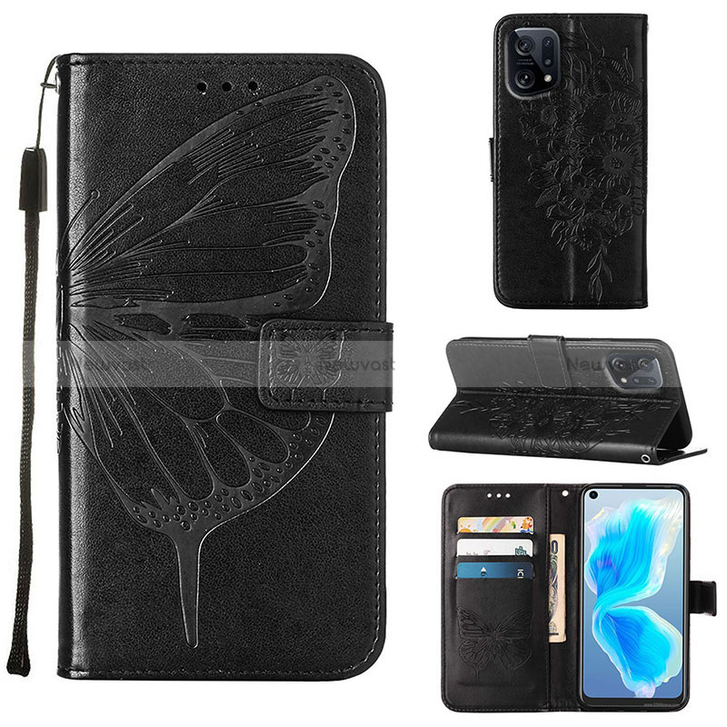 Leather Case Stands Butterfly Flip Cover Holder Y01B for Oppo Find X5 5G