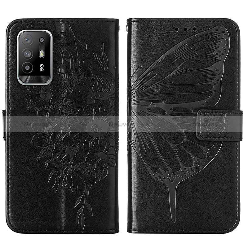 Leather Case Stands Butterfly Flip Cover Holder Y01B for Oppo Reno5 Z 5G