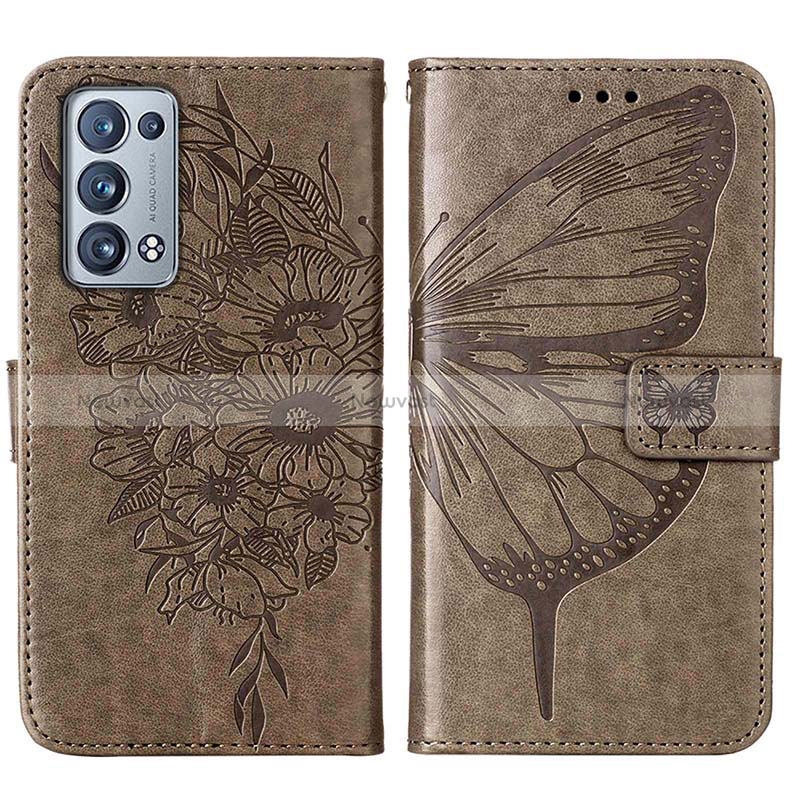 Leather Case Stands Butterfly Flip Cover Holder Y01B for Oppo Reno6 Pro 5G