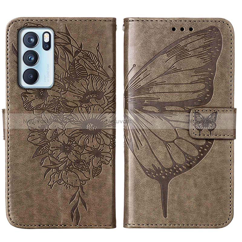 Leather Case Stands Butterfly Flip Cover Holder Y01B for Oppo Reno6 Pro 5G India