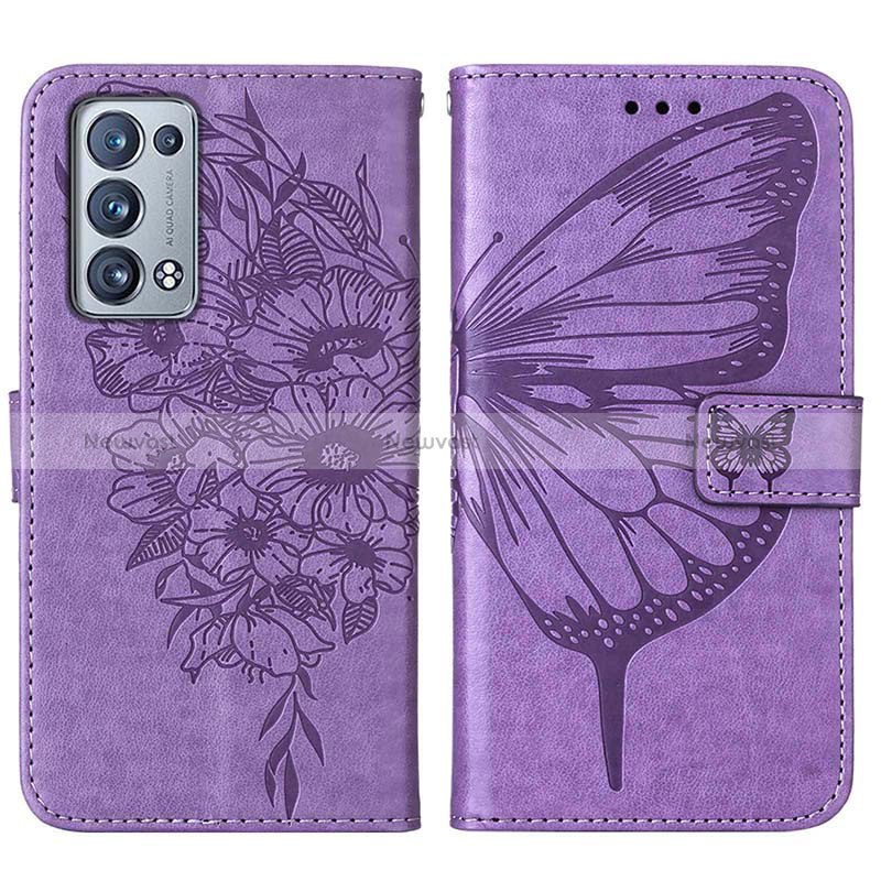 Leather Case Stands Butterfly Flip Cover Holder Y01B for Oppo Reno6 Pro+ Plus 5G