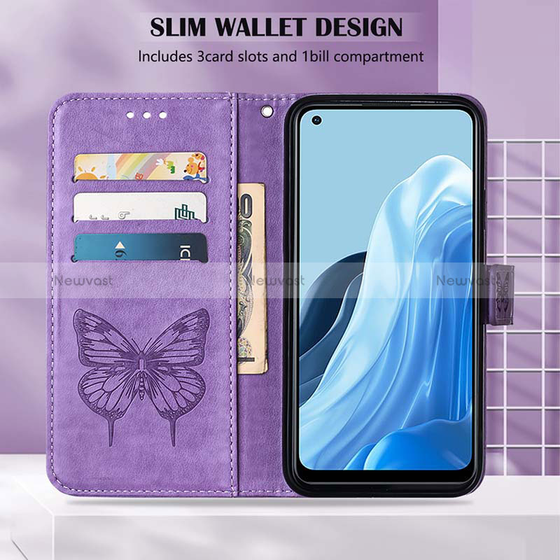 Leather Case Stands Butterfly Flip Cover Holder Y01B for Oppo Reno7 4G