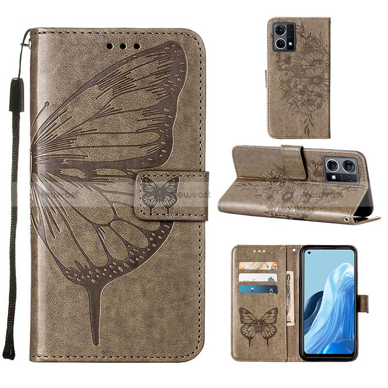 Leather Case Stands Butterfly Flip Cover Holder Y01B for Oppo Reno7 4G