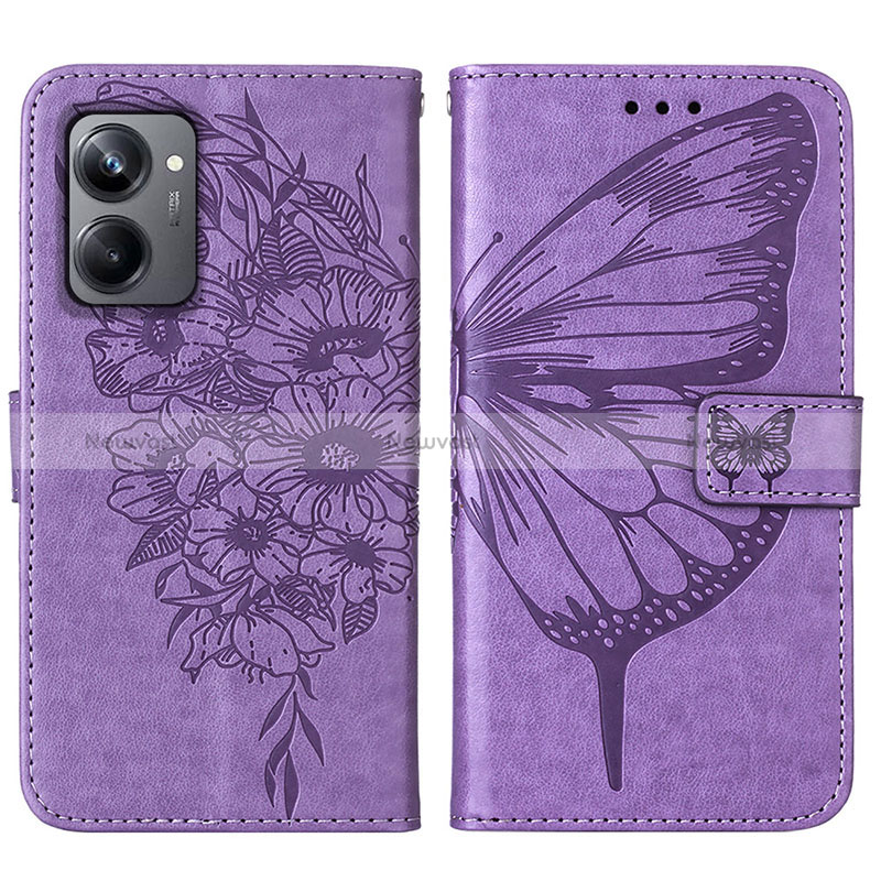 Leather Case Stands Butterfly Flip Cover Holder Y01B for Realme 10 Pro 5G Clove Purple