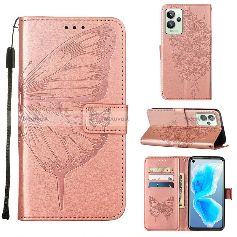 Leather Case Stands Butterfly Flip Cover Holder Y01B for Realme GT2 Pro 5G