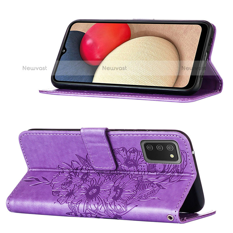 Leather Case Stands Butterfly Flip Cover Holder Y01B for Samsung Galaxy A02s