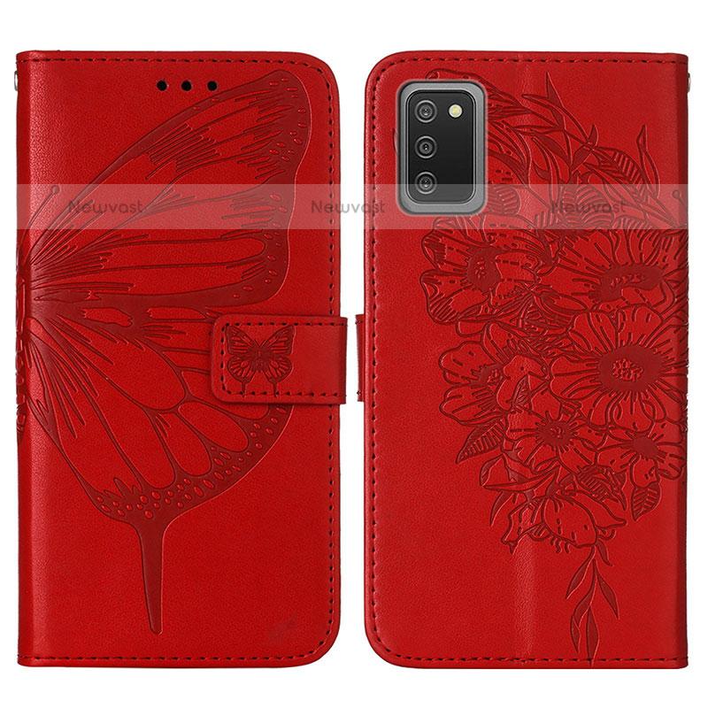 Leather Case Stands Butterfly Flip Cover Holder Y01B for Samsung Galaxy A02s