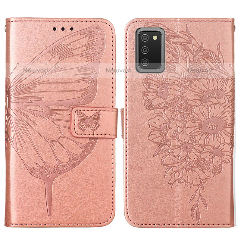 Leather Case Stands Butterfly Flip Cover Holder Y01B for Samsung Galaxy A02s