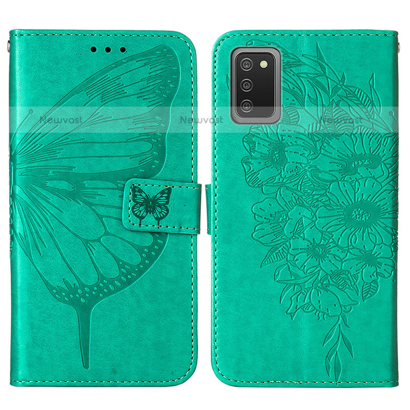 Leather Case Stands Butterfly Flip Cover Holder Y01B for Samsung Galaxy A02s
