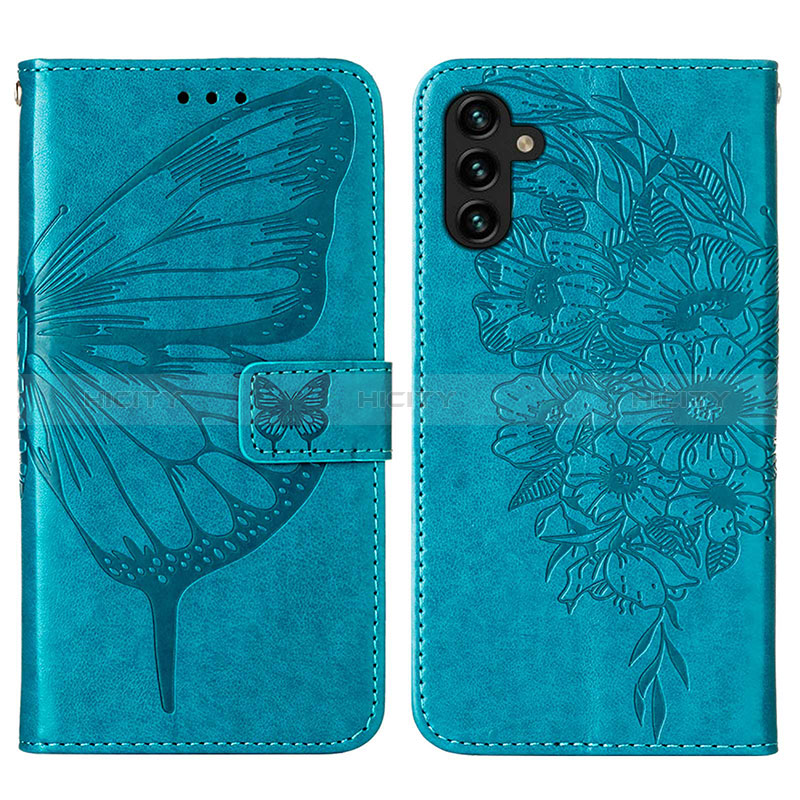 Leather Case Stands Butterfly Flip Cover Holder Y01B for Samsung Galaxy A04s Blue