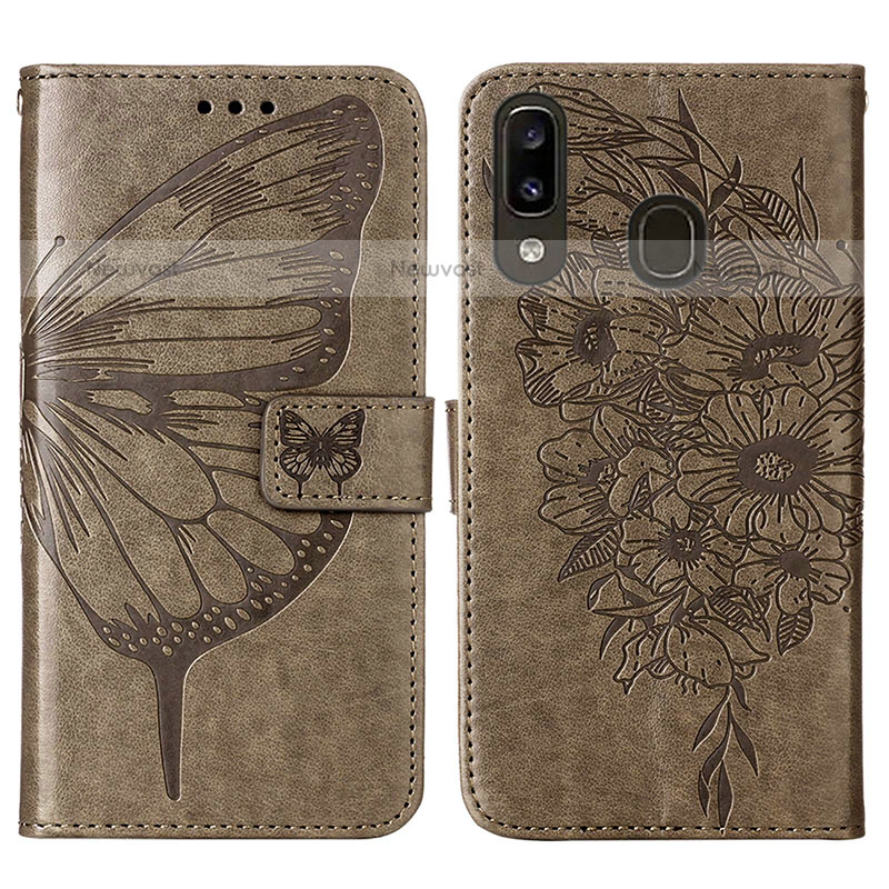 Leather Case Stands Butterfly Flip Cover Holder Y01B for Samsung Galaxy A20
