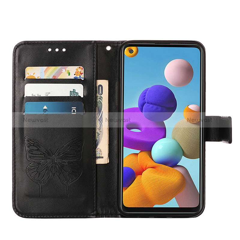 Leather Case Stands Butterfly Flip Cover Holder Y01B for Samsung Galaxy A21