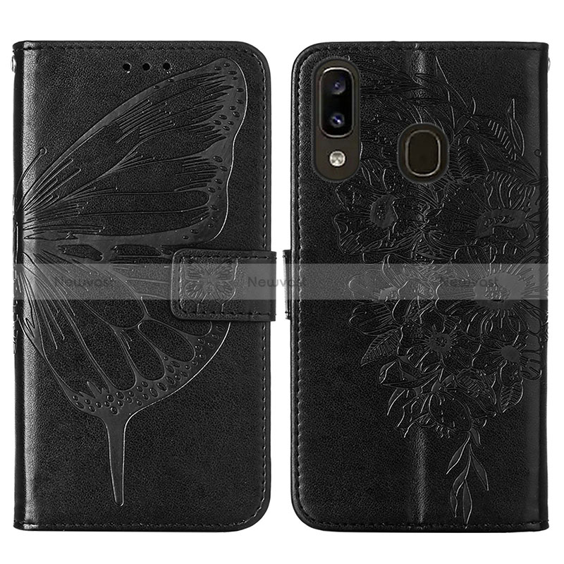 Leather Case Stands Butterfly Flip Cover Holder Y01B for Samsung Galaxy A30