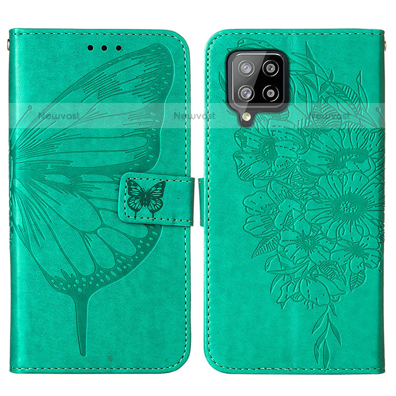 Leather Case Stands Butterfly Flip Cover Holder Y01B for Samsung Galaxy A42 5G Green