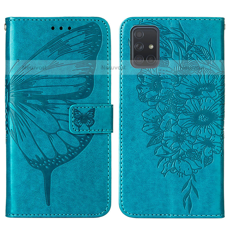 Leather Case Stands Butterfly Flip Cover Holder Y01B for Samsung Galaxy A51 4G