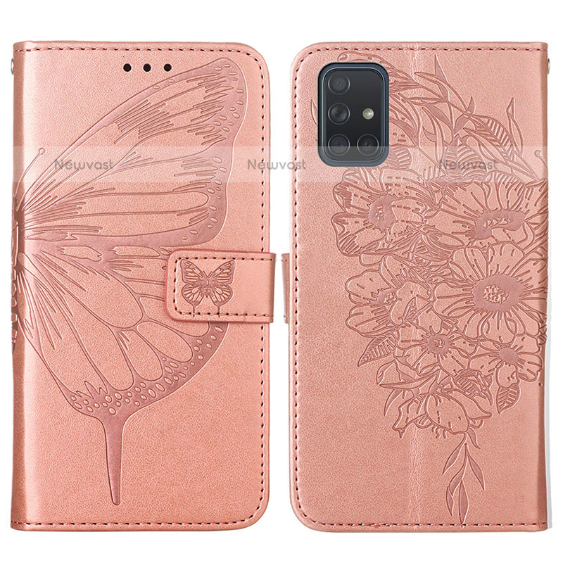 Leather Case Stands Butterfly Flip Cover Holder Y01B for Samsung Galaxy A51 4G