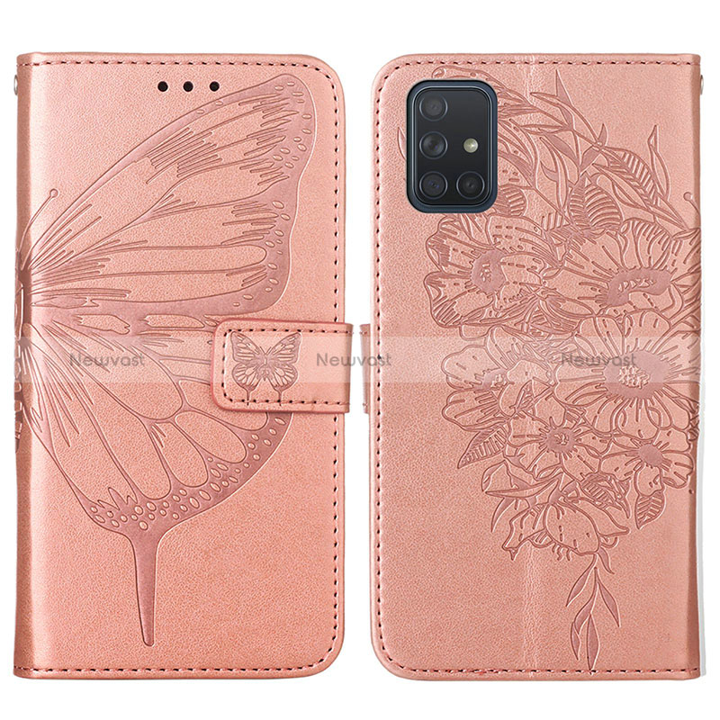Leather Case Stands Butterfly Flip Cover Holder Y01B for Samsung Galaxy A51 5G