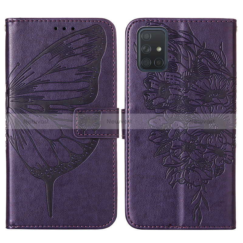 Leather Case Stands Butterfly Flip Cover Holder Y01B for Samsung Galaxy A51 5G