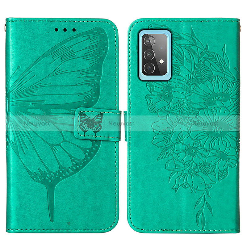 Leather Case Stands Butterfly Flip Cover Holder Y01B for Samsung Galaxy A52 5G