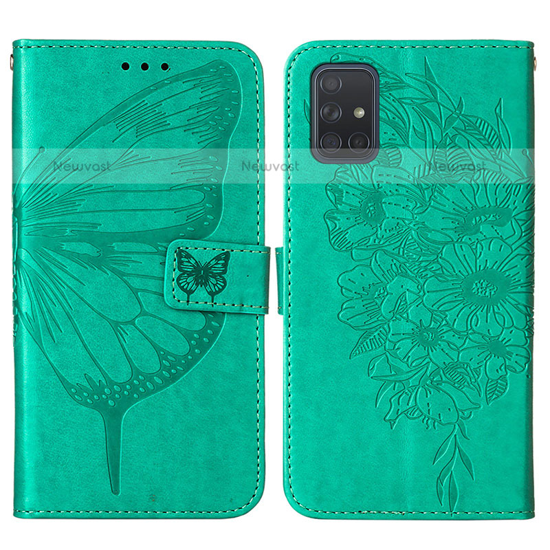 Leather Case Stands Butterfly Flip Cover Holder Y01B for Samsung Galaxy A71 4G A715